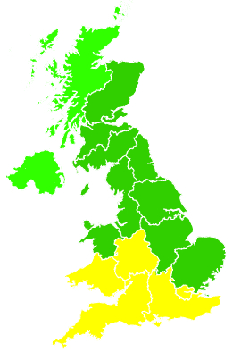 Click on a region for air pollution levels for 16/08/2010