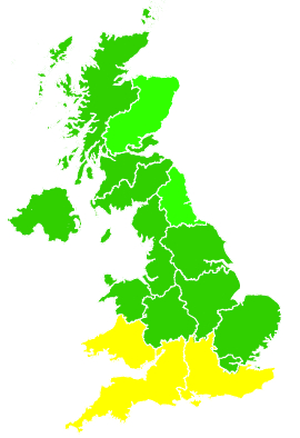 Click on a region for air pollution levels for 16/08/2016