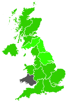 Click on a region for air pollution levels for 16/09/1988