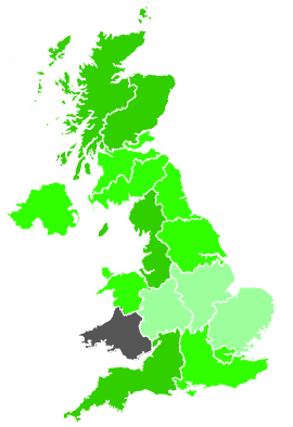 Click on a region for air pollution levels for 16/09/1991
