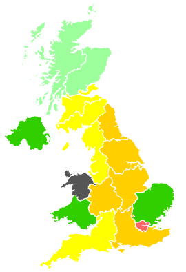 Click on a region for air pollution levels for 16/09/1996