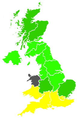 Click on a region for air pollution levels for 16/09/1997