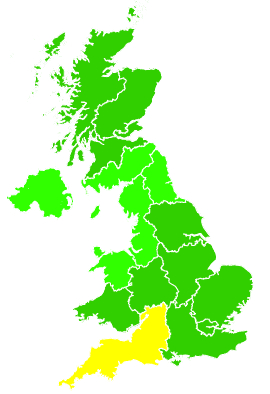 Click on a region for air pollution levels for 16/09/2011