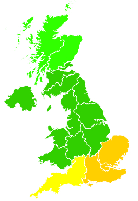 Click on a region for air pollution levels for 16/09/2014