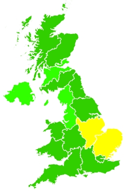Click on a region for air pollution levels for 16/09/2023