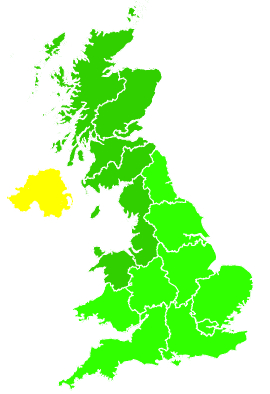 Click on a region for air pollution levels for 16/10/1992