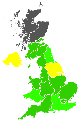 Click on a region for air pollution levels for 16/10/1993
