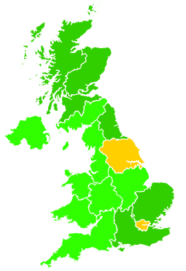 Click on a region for air pollution levels for 16/10/2003