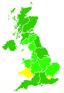 Click on a region for air pollution levels for 16/10/2014