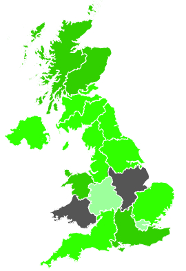 Click on a region for air pollution levels for 16/11/1987