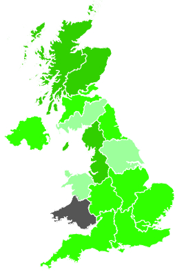 Click on a region for air pollution levels for 16/11/1988