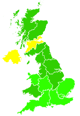 Click on a region for air pollution levels for 16/11/1998