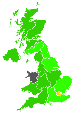 Click on a region for air pollution levels for 16/11/2000