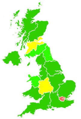 Click on a region for air pollution levels for 16/11/2007