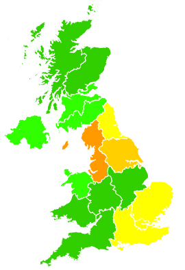 Click on a region for air pollution levels for 16/11/2012