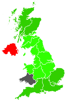 Click on a region for air pollution levels for 16/12/1989