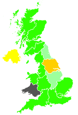 Click on a region for air pollution levels for 16/12/1991