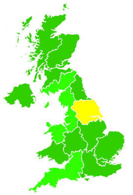 Click on a region for air pollution levels for 16/12/1997