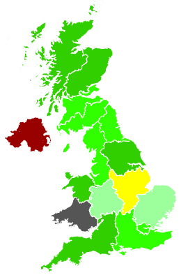 Click on a region for air pollution levels for 17/01/1991