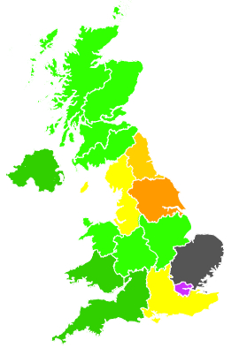 Click on a region for air pollution levels for 17/01/1996