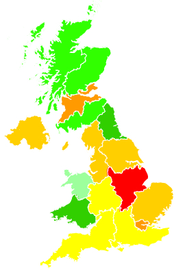 Click on a region for air pollution levels for 17/01/2001