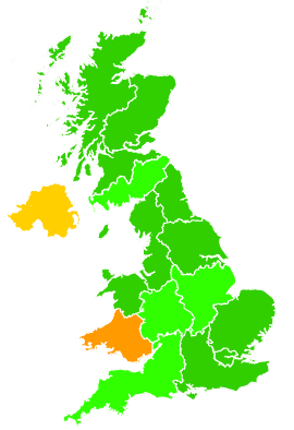 Click on a region for air pollution levels for 17/01/2004