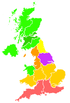 Click on a region for air pollution levels for 17/01/2012
