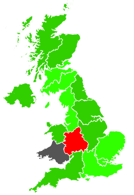 Click on a region for air pollution levels for 17/02/1992