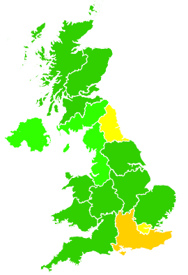 Click on a region for air pollution levels for 17/02/1998
