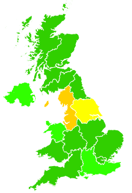 Click on a region for air pollution levels for 17/02/2003