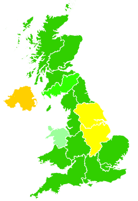 Click on a region for air pollution levels for 17/02/2008