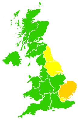 Click on a region for air pollution levels for 17/03/2009