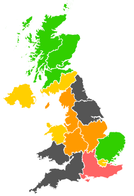 Click on a region for air pollution levels for 17/04/1987