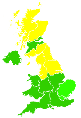 Click on a region for air pollution levels for 17/04/1993