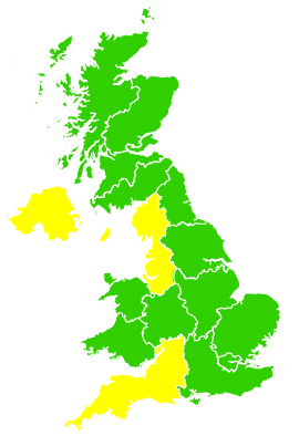 Click on a region for air pollution levels for 17/04/1995
