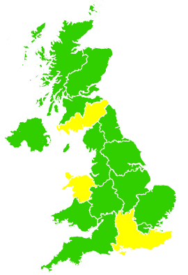 Click on a region for air pollution levels for 17/04/1996