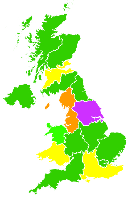 Click on a region for air pollution levels for 17/04/1997