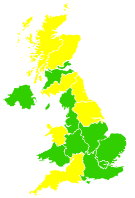 Click on a region for air pollution levels for 17/04/1998