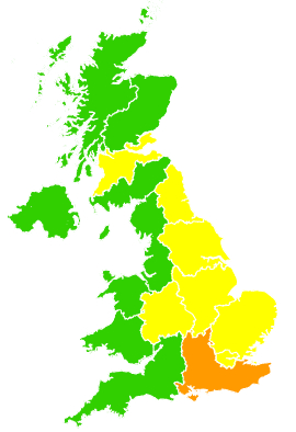 Click on a region for air pollution levels for 17/04/1999