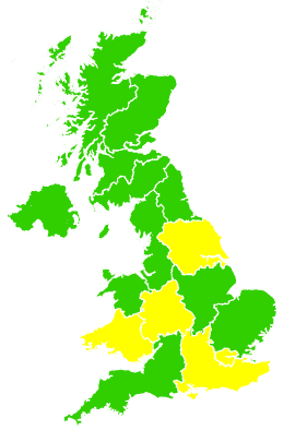 Click on a region for air pollution levels for 17/04/2000
