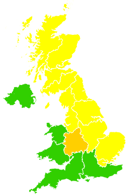 Click on a region for air pollution levels for 17/04/2009