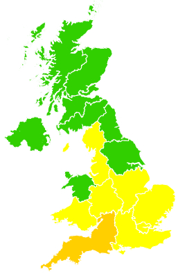 Click on a region for air pollution levels for 17/04/2011