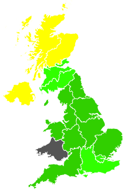 Click on a region for air pollution levels for 17/05/1991