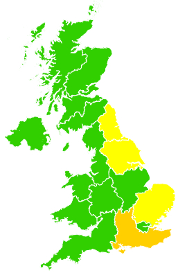 Click on a region for air pollution levels for 17/05/1993