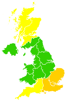 Click on a region for air pollution levels for 17/05/1997