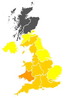 Click on a region for air pollution levels for 17/05/1998