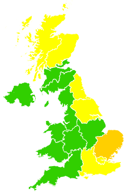 Click on a region for air pollution levels for 17/05/1999