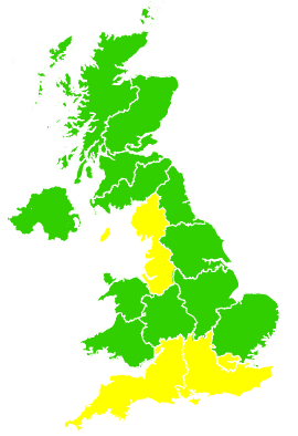 Click on a region for air pollution levels for 17/05/2000