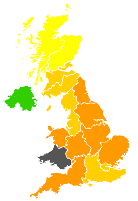 Click on a region for air pollution levels for 17/06/1990