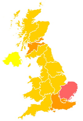 Click on a region for air pollution levels for 17/06/1996